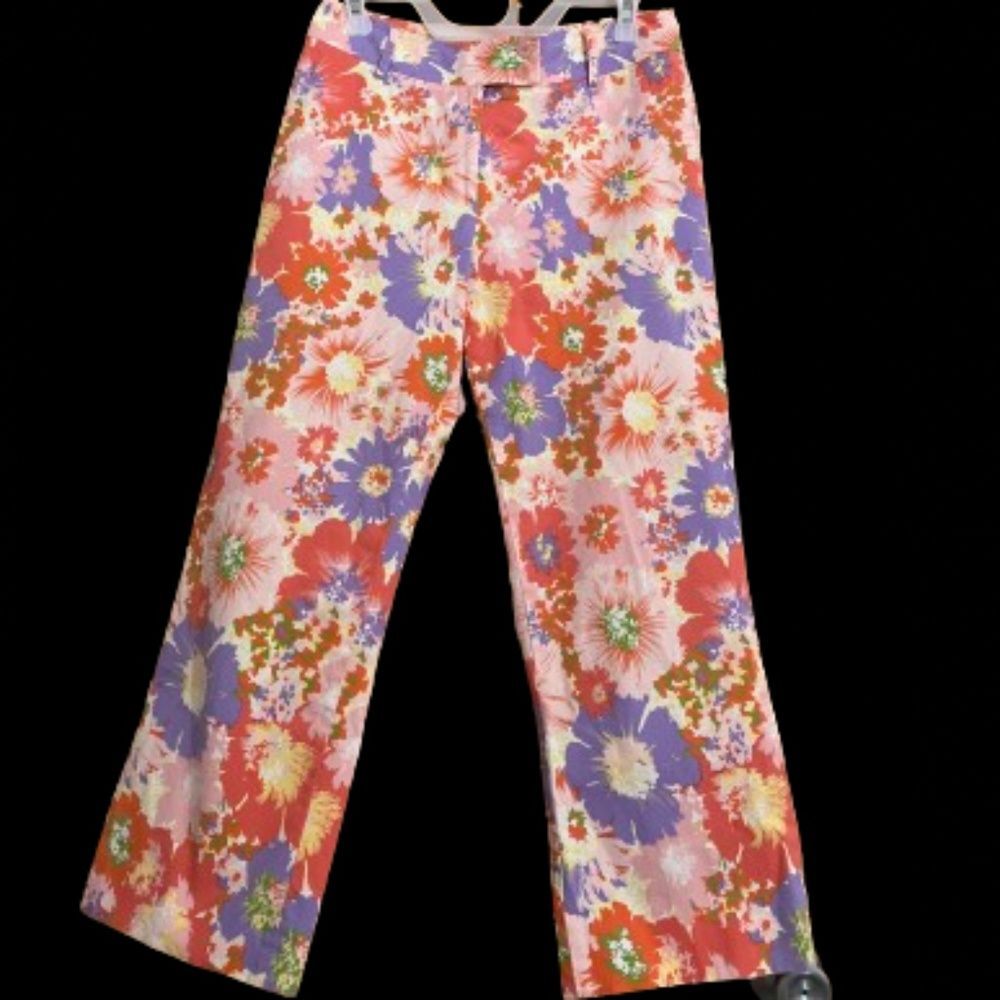 Vintage Harold’s Women’s Vibrant Multi High Rise Floral Print Summer Pants Sz-S
